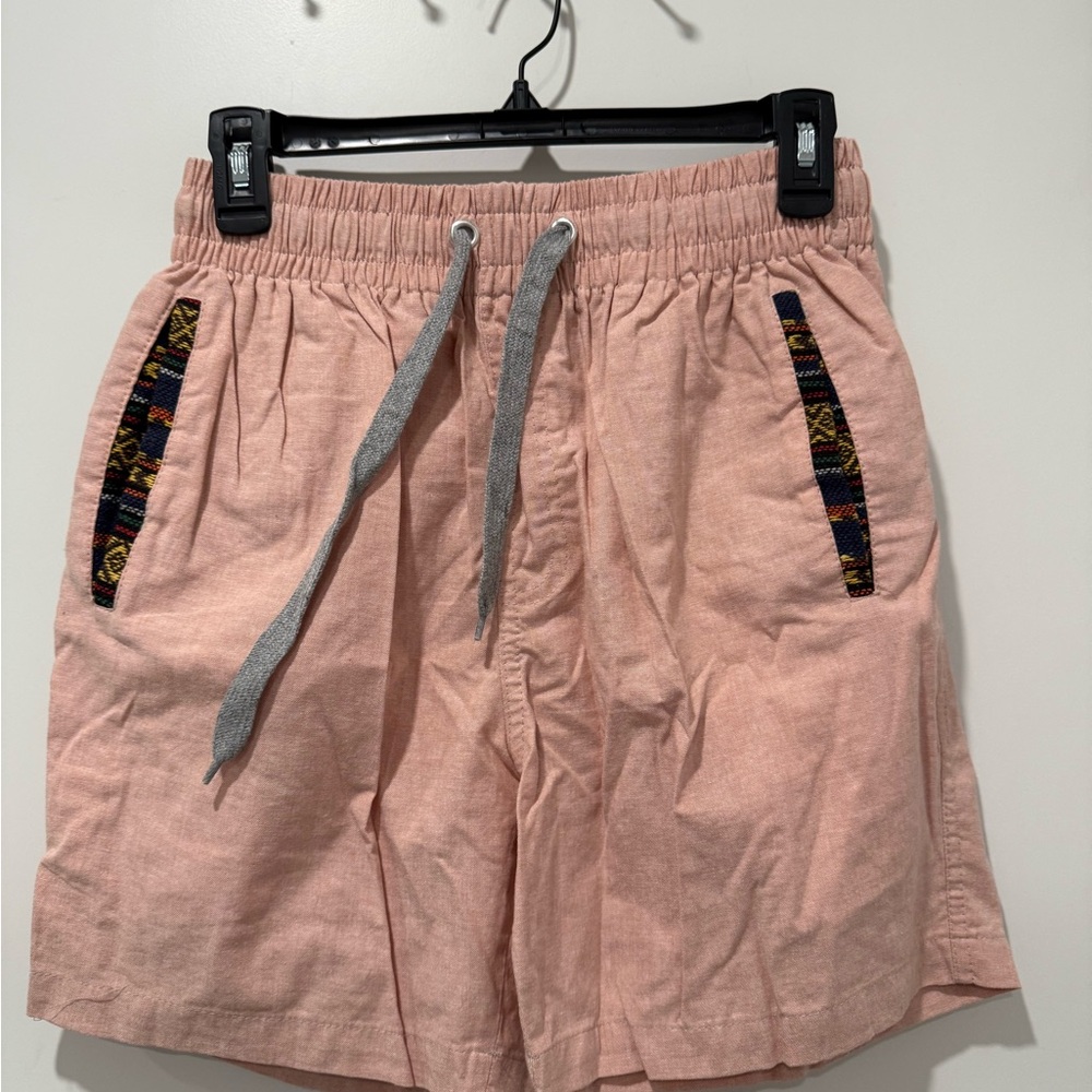 Pink (salmon) Casual Shorts with Patterned Pockets